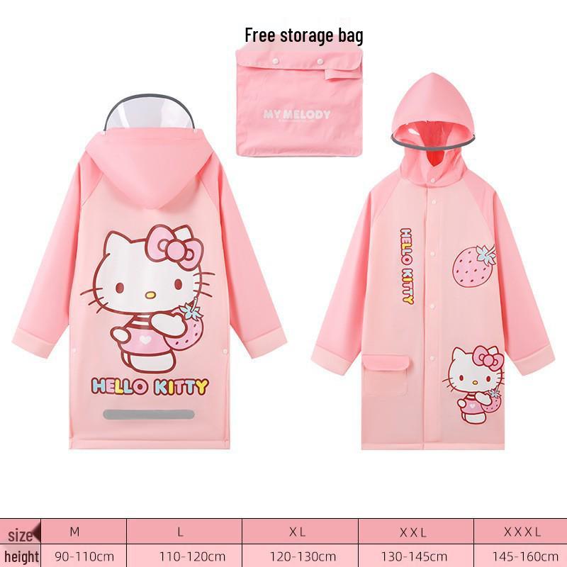 

Дождевик Sanrio Kuromi для девочек: Плотный, Легкий, Модный, Быстросохнущий, С капюшоном для учеников начальной школы. XL (130-140 cm)