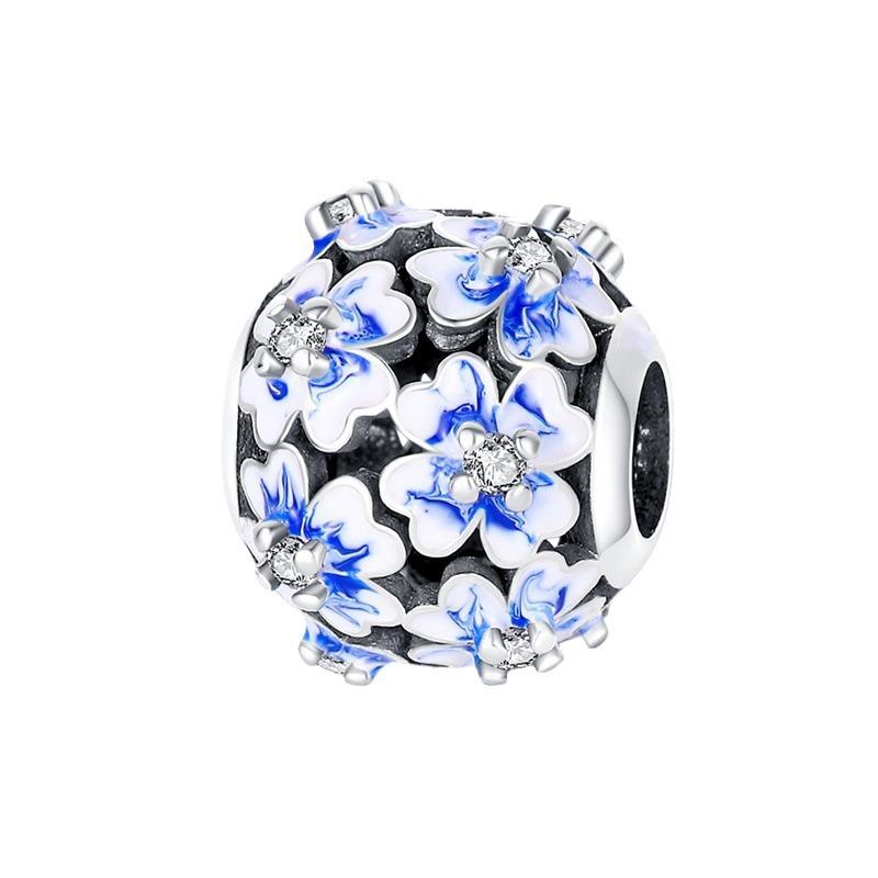 Copper Plated Beads DIY Jewelry Bracelet Accessories, Blue Travel Butterfly Bead Charm