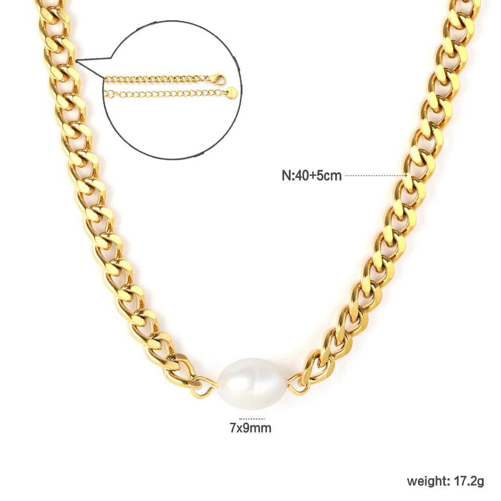 Women's Fashion Geometric Jewelry Light Luxury Multiple Styles Stainless Steel Pearl Pendant Choker Necklace