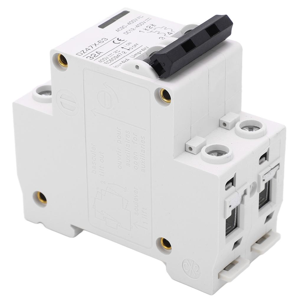 2P Miniature Circuit Breaker DIN Rail Mount Disconnect Switch for Solar System DC12‑400V AC90‑400V 3