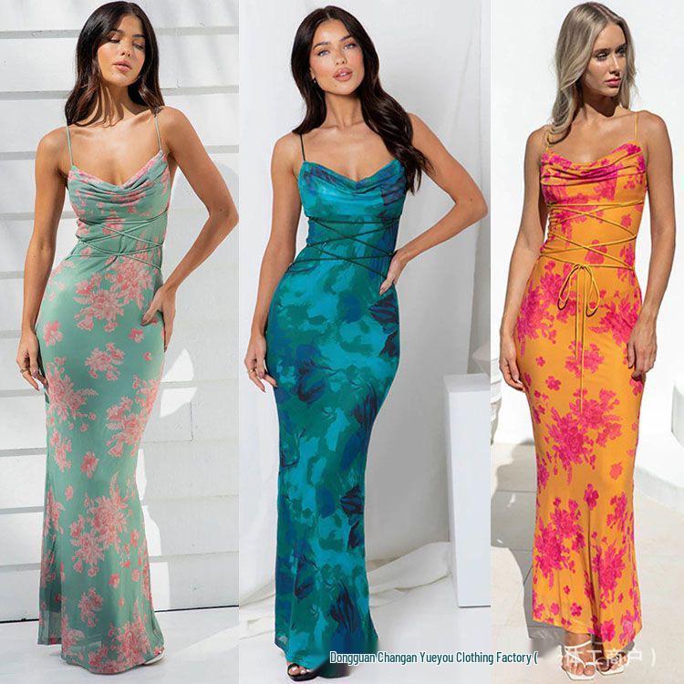 Rückenfreies Französisches Retro Elegantes Damenkleid