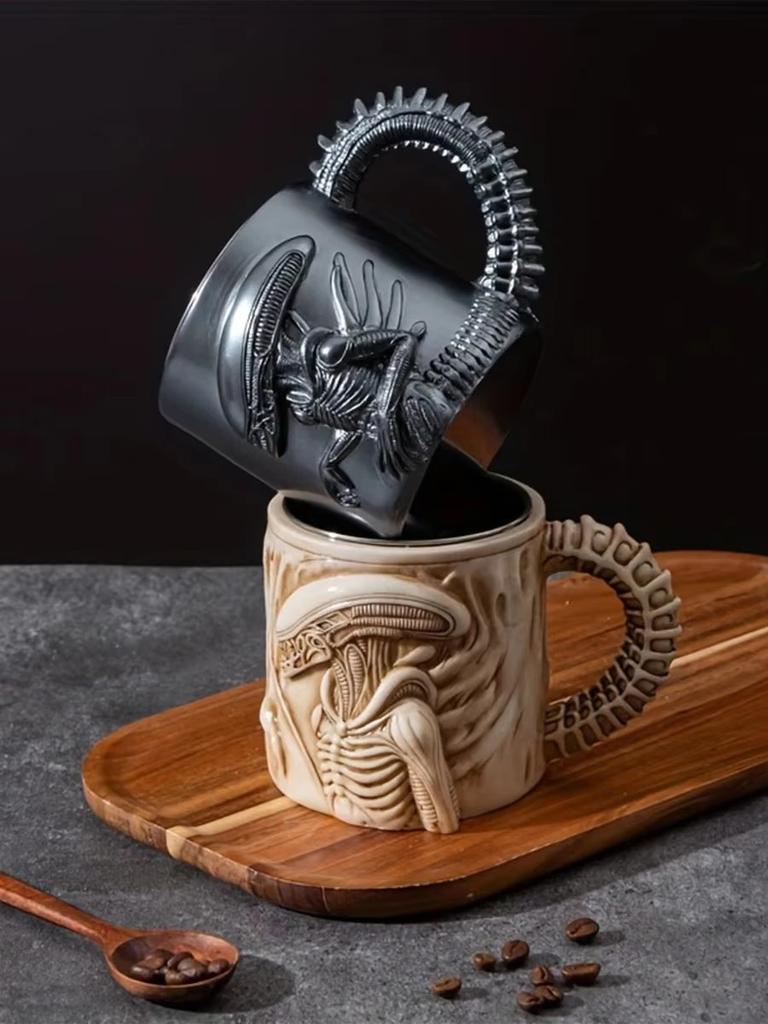 1 Peça Nova Caneca Xenomorfo 3D Plana Transferência de Calor Alienígena Xícara de Café para Casa e Escritório