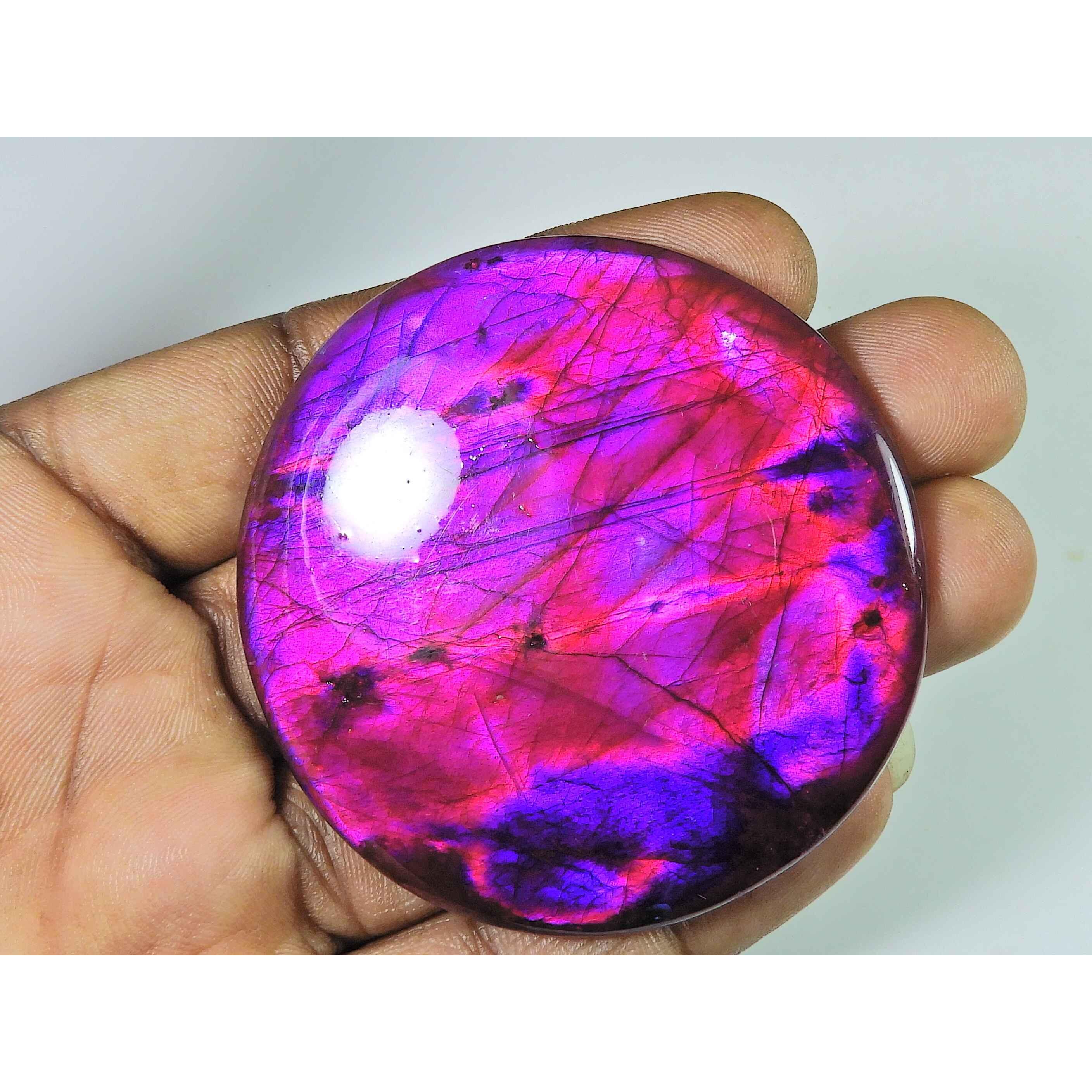 

61X61MM цветной лабрадорит круглой формы кабошон россыпью драгоценный камень SK-4532