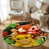 Beautiful Lion King Cub Friends Jungle Floor Mat, Sunny Yellow Vintage Feel, Cute Companion for Baby Nursery and Play Area with Calm