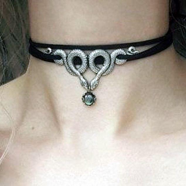 Snake Pendant Necklace Alloy Gothic Style Jewelry For Women And Men