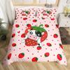 Strawberry Duvet Cover Full Size Comforter Cover Cute Strawberry Pattern Pink Decor Bedding Set for Kids Boys Girls Adults 3Pcs