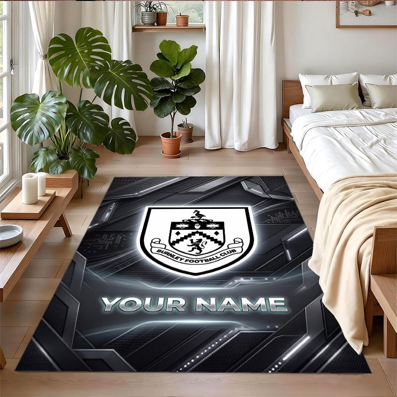 Crystal Velvet Rug Custom Name Text, Soft Non Slip Floor Mat Home DecorBurnley Football