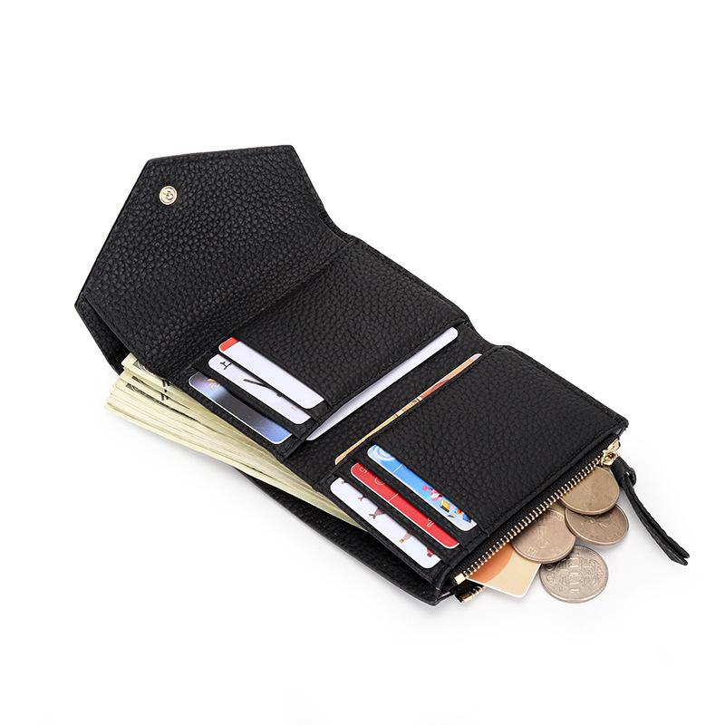 2024 New Women Wallets Genuine Leather Short Wallet First Layer of Cowhide Billfold For Ladies Trifold Envelope Coin Purse