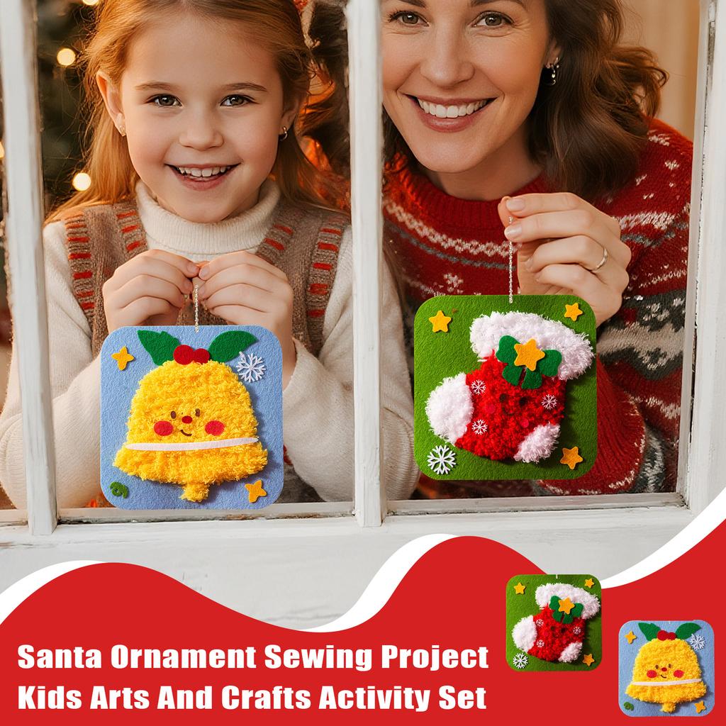 DIY Christmas Embroidery Kit Christmas DIY Craft Kit, Santa Ornament Sewing Project, Kids Arts And Crafts Activity Set