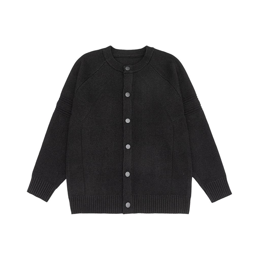 Men's Retro Japanese Design Round-Neck Button-Up Cardigan - Versatile Autumn/Winter Knitwear for Couples