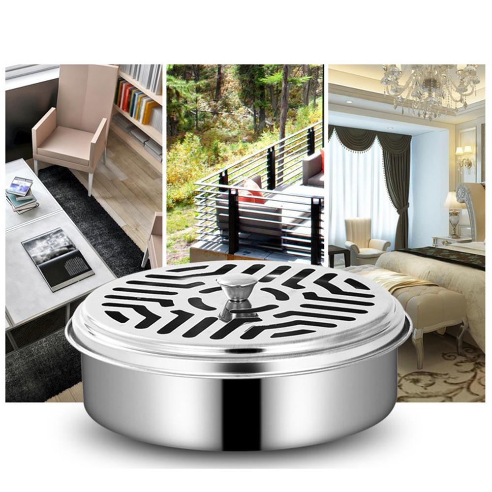 Držák na cívky proti komárům Nerezová krabice na cívky proti komárům s krytem Kulatý zásobník na cívky proti komárům Potřeby proti komárům se snadno čistí