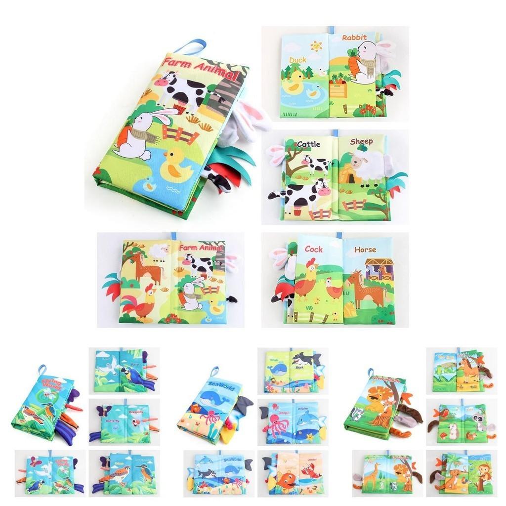 Ocean Animals Tail Cloth Book English Baby Early Education Tearable Sound Paper