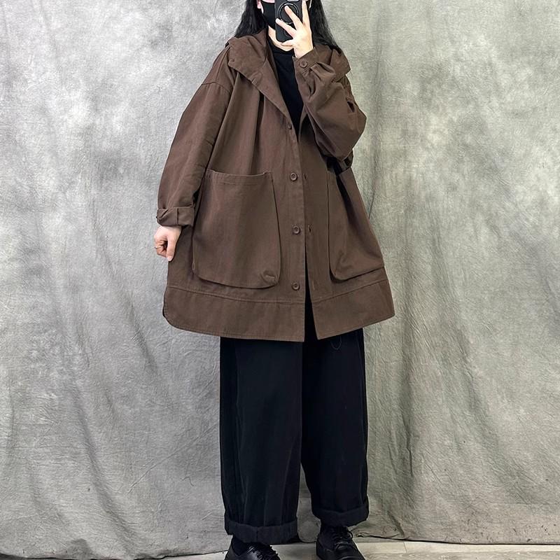 Retro High-End Loose Hooded Windbreaker Jacket (Autumn 2025) - Plus Size Temperament Slimming Fashion