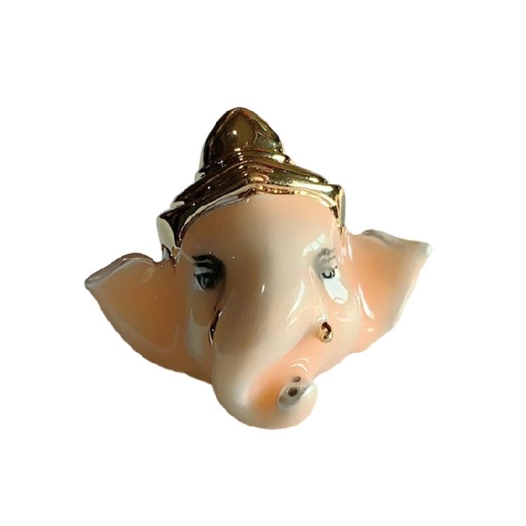 Einzigartiger Emaille-Tropfenring Verspieltes Elefanten-Ferkel-Design Goldfarbener Schmuck Metallische Textur für Modebegeisterte