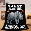 Cute Rhino Blanket, Soft Lightweight Plush Warm & Cozy Flannel Throw Blanket for Couch,Travel, Sofa, Bedroom, Office, Home Decor