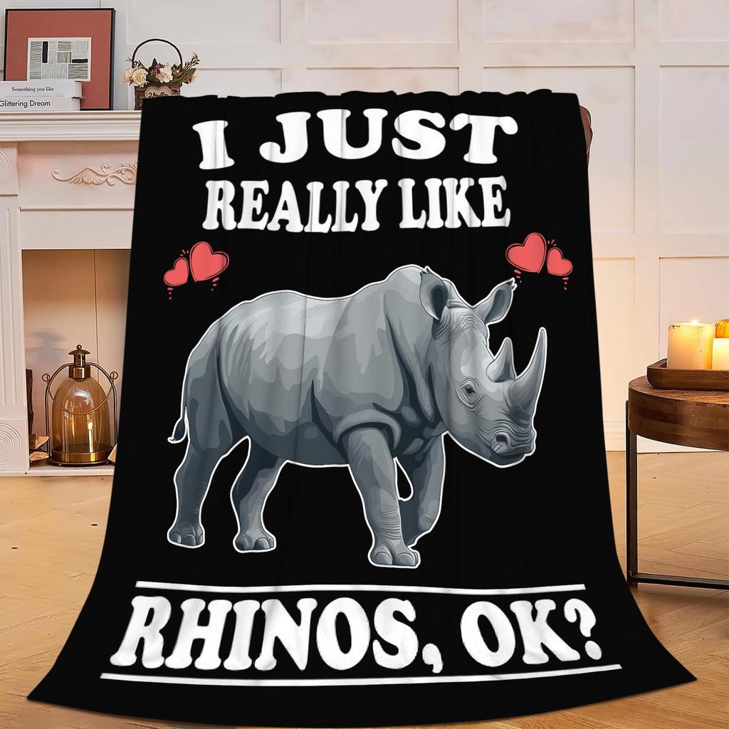Cute Rhino Blanket, Soft Lightweight Plush Warm & Cozy Flannel Throw Blanket for Couch,Travel, Sofa, Bedroom, Office, Home Decor