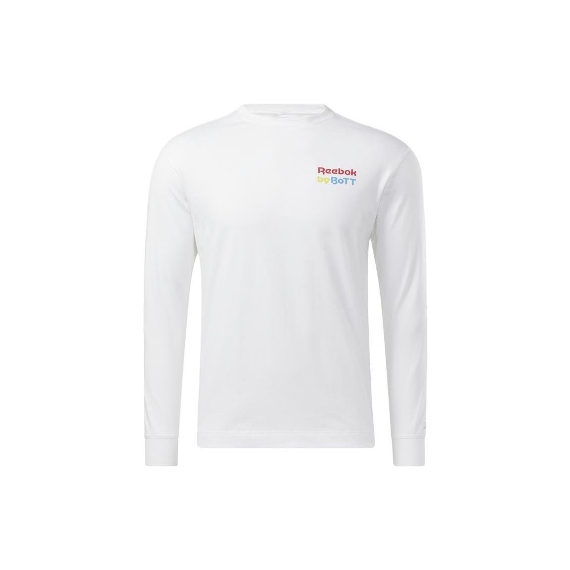 Reebok X Bott Ретро Модный принт Повседневная футболка с круглым вырезом и длинным рукавом Унисекс Топы Белый HR3137 S white