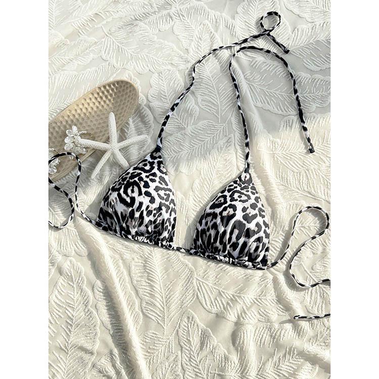 European & American Lace-Up Halter Bikini Top - Women's Beach & Hot Spring Swimwear 2025