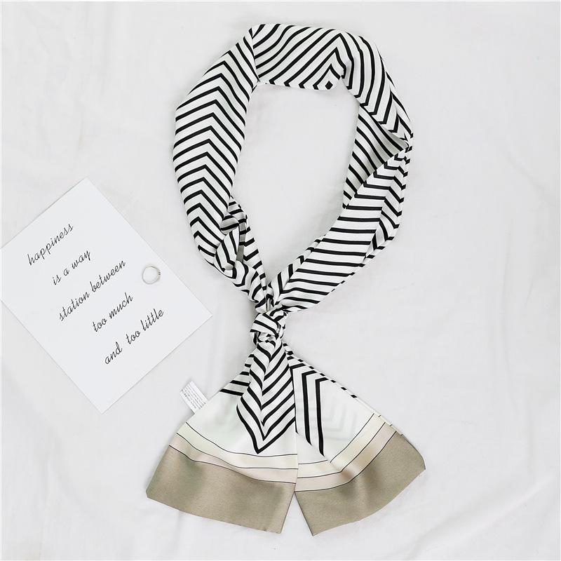 Korean Version of Spring and Summer Long Silk Scarves, Small Scarves, Scarves, Women's Versatile Printing Thin and Narrow Headbands Are Very Good Yao