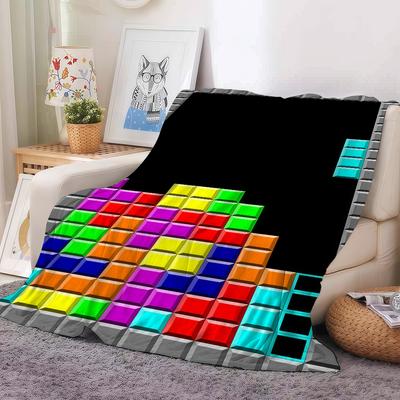 Strategy Game T TETRIS Blanket For Sofa Office Bed Plane Travel Sleep Read Relax Camping Soft And Warm