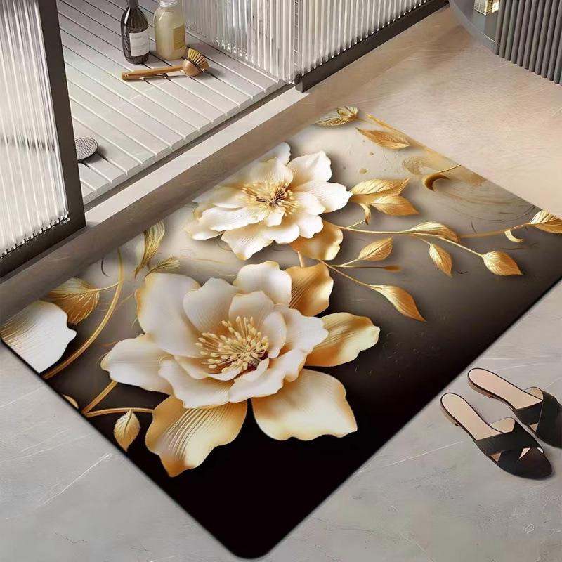3D Flower Floor Mat Bathroom Absorbent Quick Drying Anti Slip Foot Mat Bathroom Kitchen Floor Mat