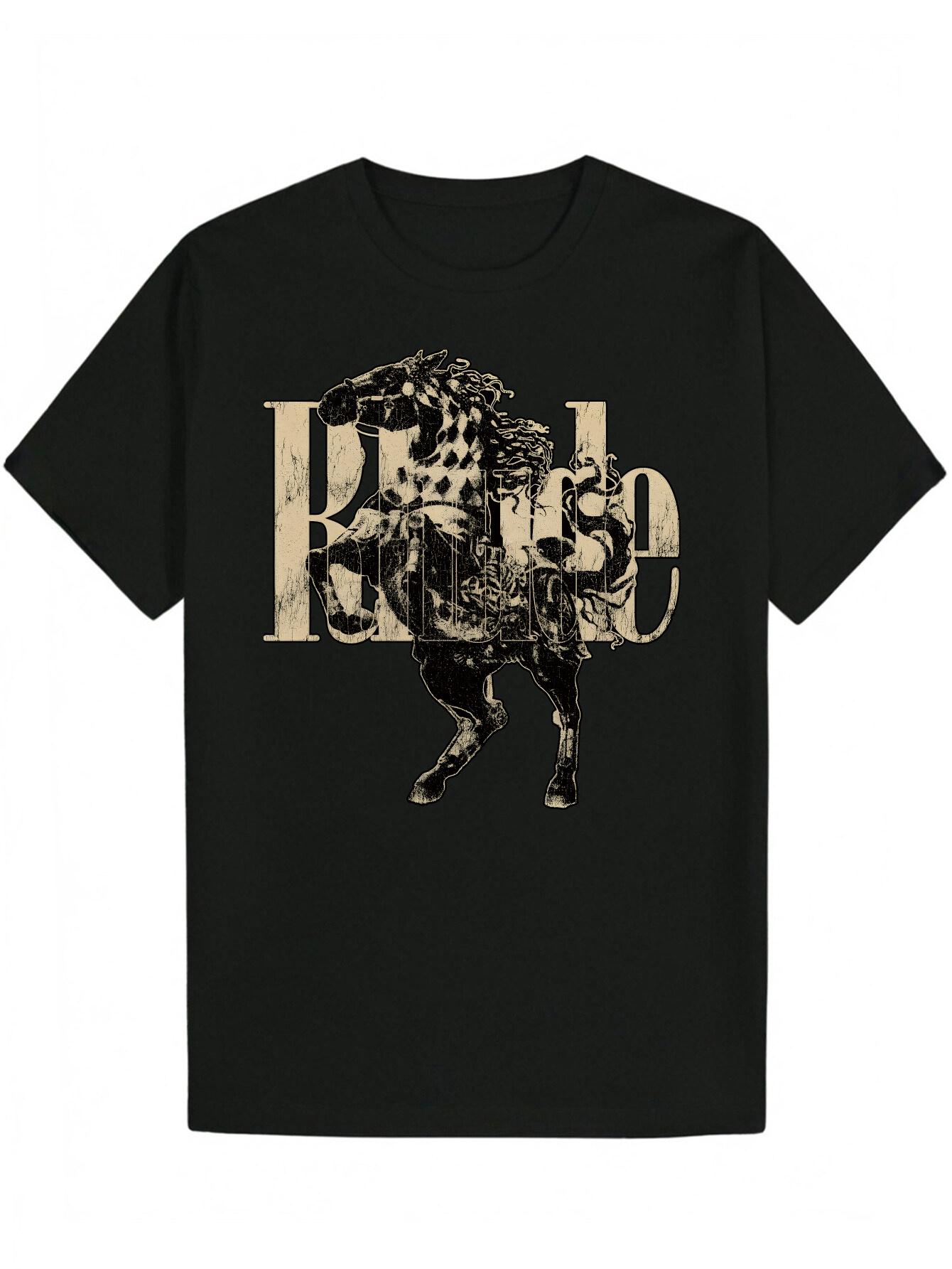 Crew Neck Polyester Animal T-shirt XL