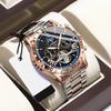 Für POEDAGAR 1410 Luxus Herren Automatik Mechanische Uhr Edelstahl Leuchtend Wasserdicht 22mm Armbandbreite Analoganzeige