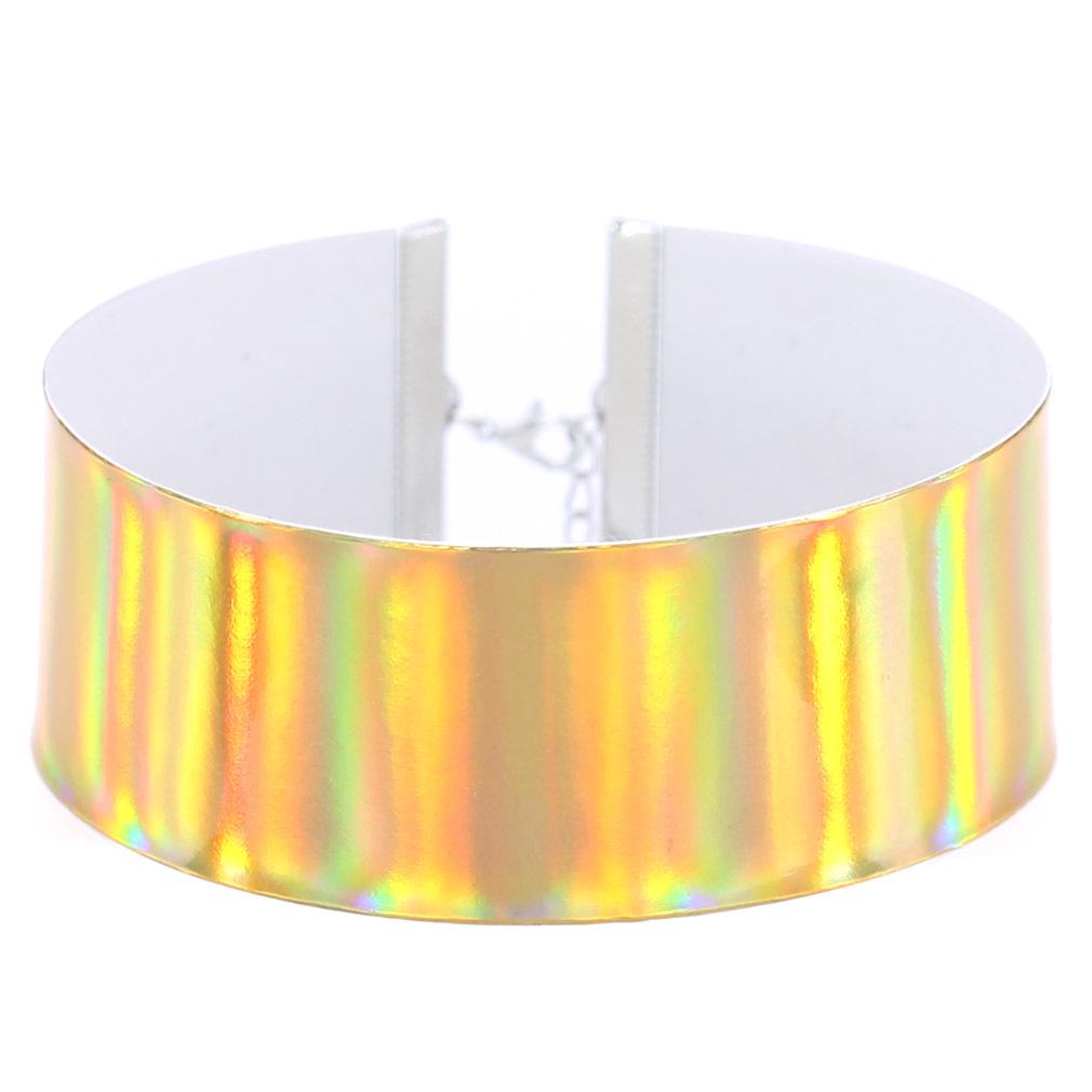 Wide Laser Glow Choker, Street Party Statement Neckband Clavicle Accessory