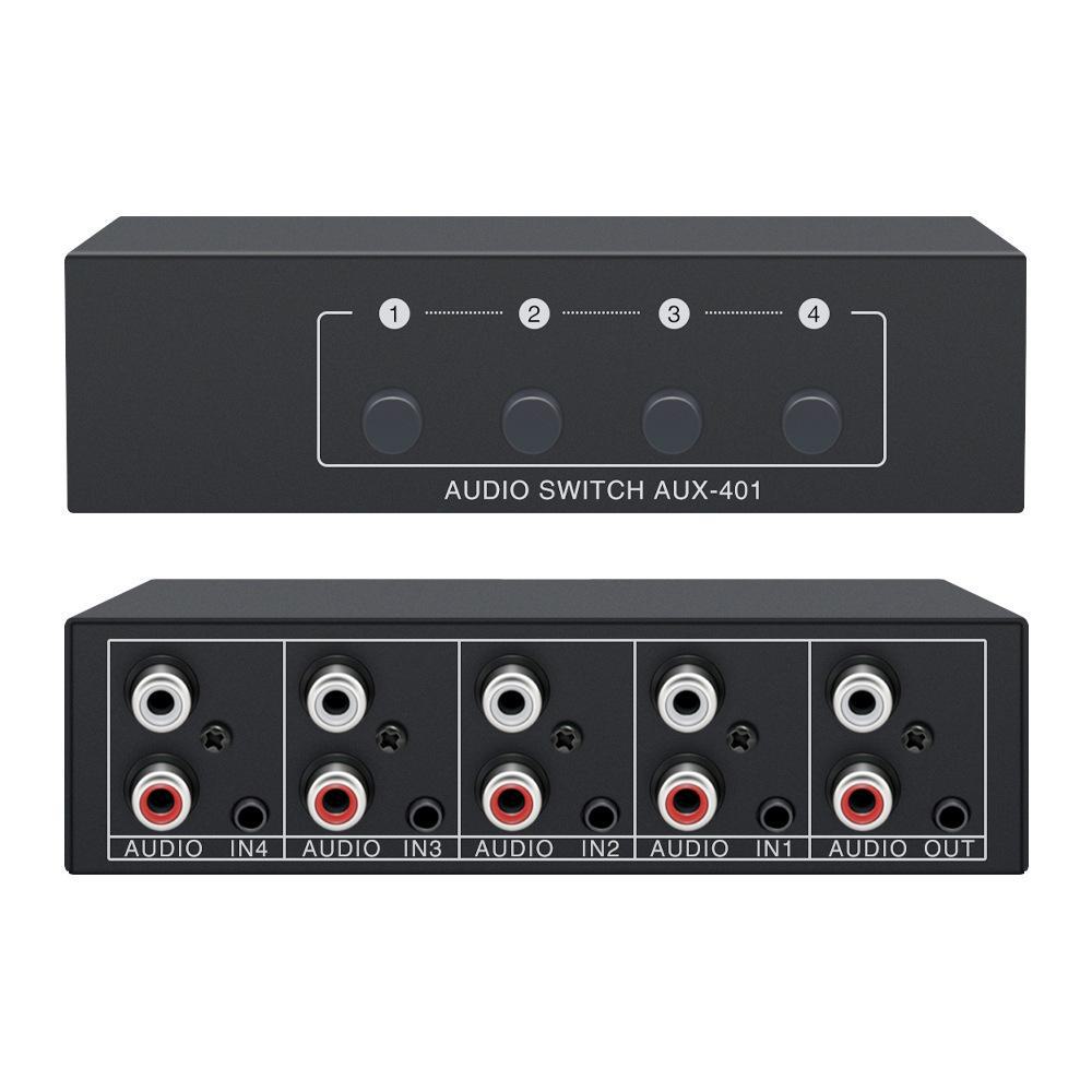 

Аудиокоммутатор Tongli 4x1: Устройство для совместного использования с 4 портами Lotus RCA и 3,5-мм стереоинтерфейсом 4 mouths