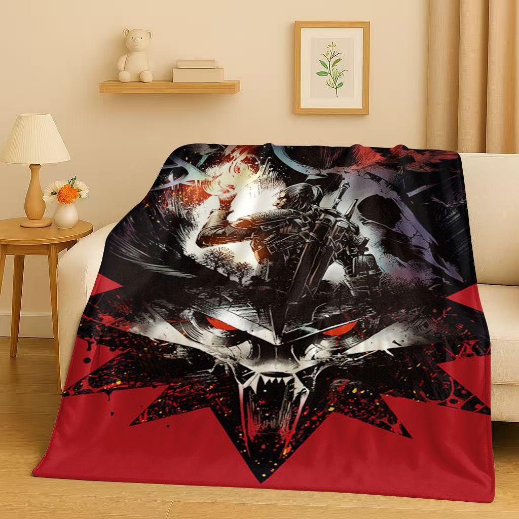 HD The W-Witcher Game Geralt Gamer Cartoon Flannel Blanket,Ultra Soft Plush Throw for Home Bedroom Bed Sofa Cover Kid Gift