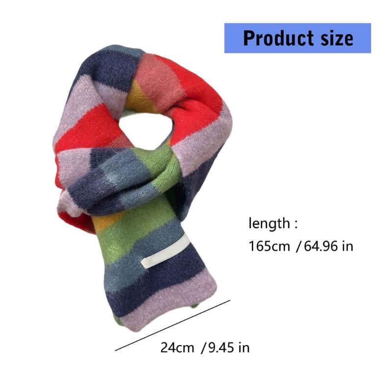 Vibrant Rainbow Striped Scarf Soft Wool Blend Winter Accessory For Women Men Cosy And Stylish All Purpose Unisex Design