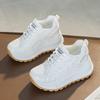 2025 Fashion Chunky Sneakers Women Flat Platform Genuine Leather Shoes Thick Sole 7cm Fashion Brand Ladies Sneakers Black White Shoes