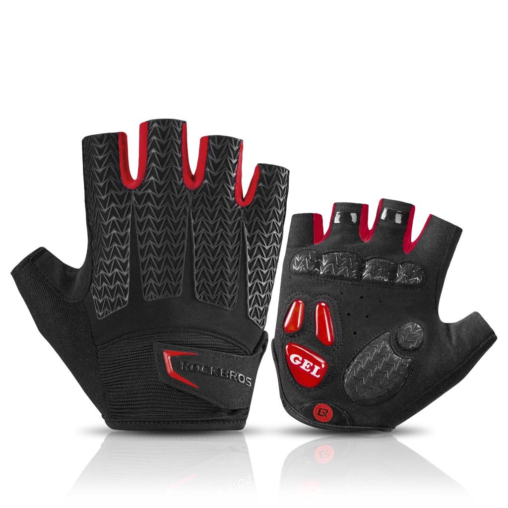 ROCKBROS Cycling Fingerless GEL Shock Abrasion Sweat Quick Easy To Put On and Take Road Bike Cross Gloves, Spring/Summer, Gloves, Bicycle, Pad,