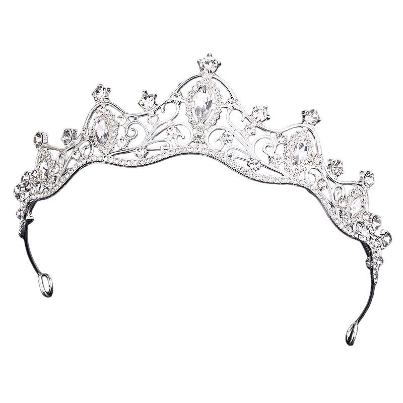 Couronne Rétro Mariée Fille Princesse Couronne d'Anniversaire Alliage Strass Bandeau Accessoires Robe de Mariée
