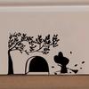 Creative Cartoon Mouse Hole with Cute Mouse Silhouette Wall Stickers, Self-Adhesive Skirting Board Decals for Room Decoration