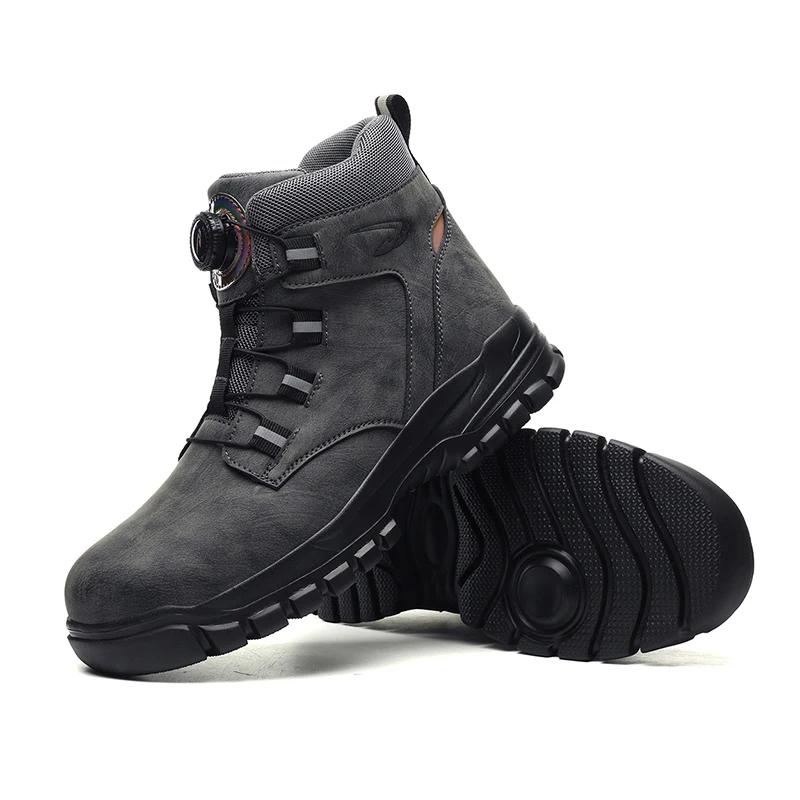 Waterproof Safety Boots Men Indestructible Steel Toe Work Boots Anti-smash Stab-resistant Safety Shoes Biker Botas Para Hombre