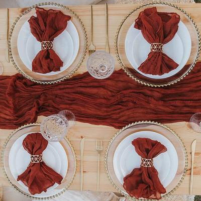 6 Pcs Cheese Cloth Napkins Bulk Gauze Cheesecloth Napkins Dinner Cloth Napkins Soft Boho Table Napkins Rustic Wrinkled for Wedding Party Event Decor