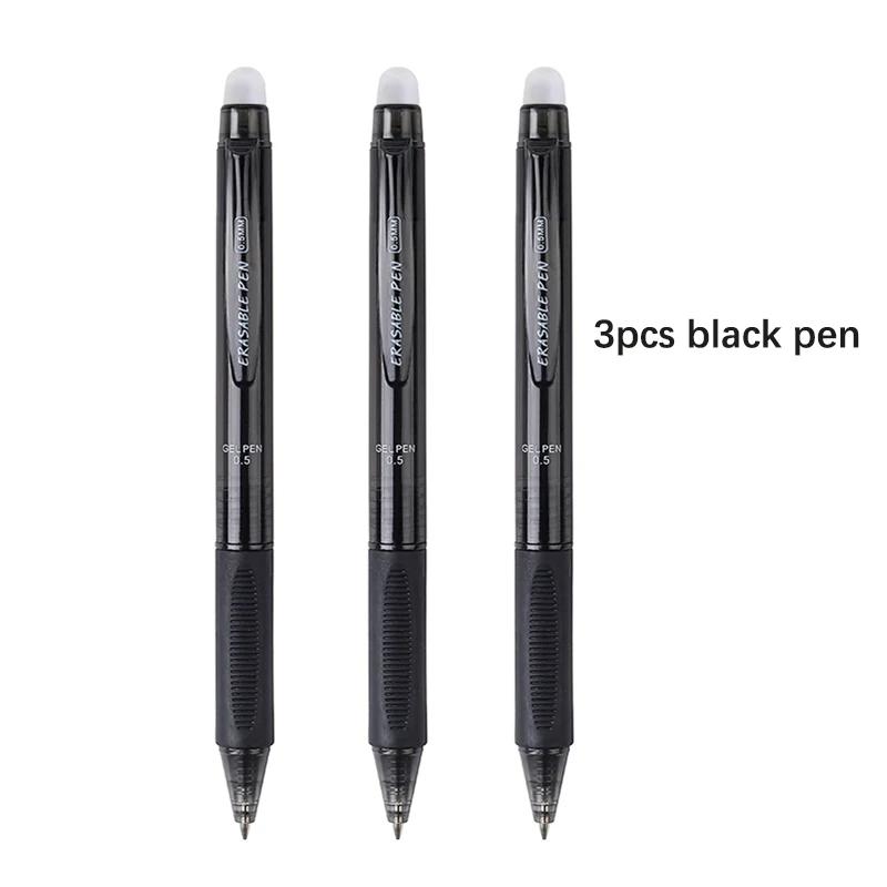 0.5mm High-Capacity Erasable Gel Pen Set Translucent Rod Blue Black Magic Ink Washable School Office Stationery Supplies