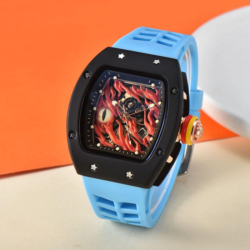 Barrel-shaped hollow versatile men's quartz watch spot men's sports hollow quartz watch men's watch