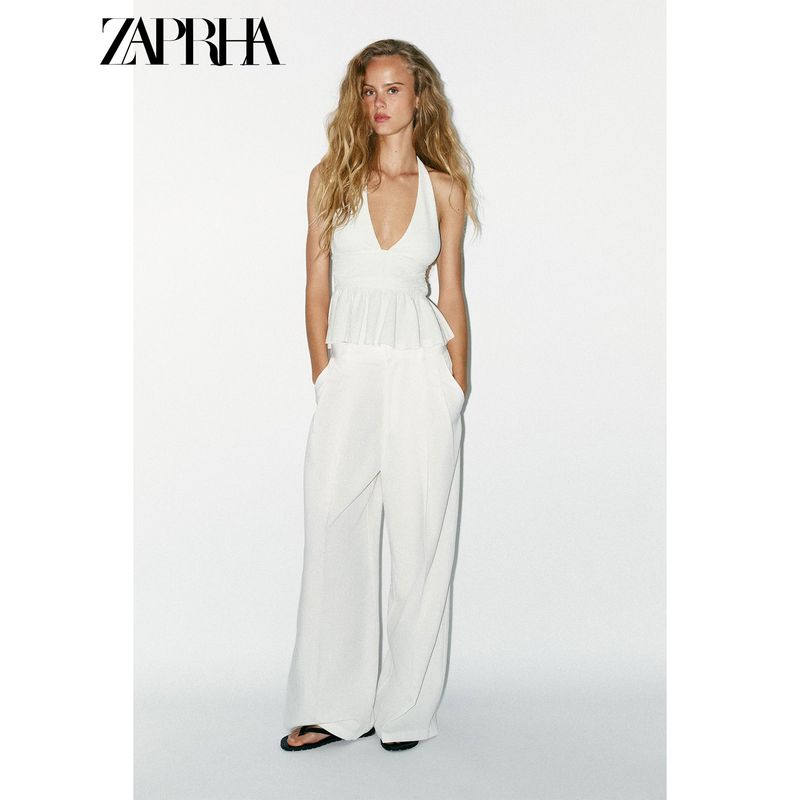 Zaprha 2025 Summer New Gyaru Sexy Backless Laminated Decorative Neck Collar All-Match Top 0347317