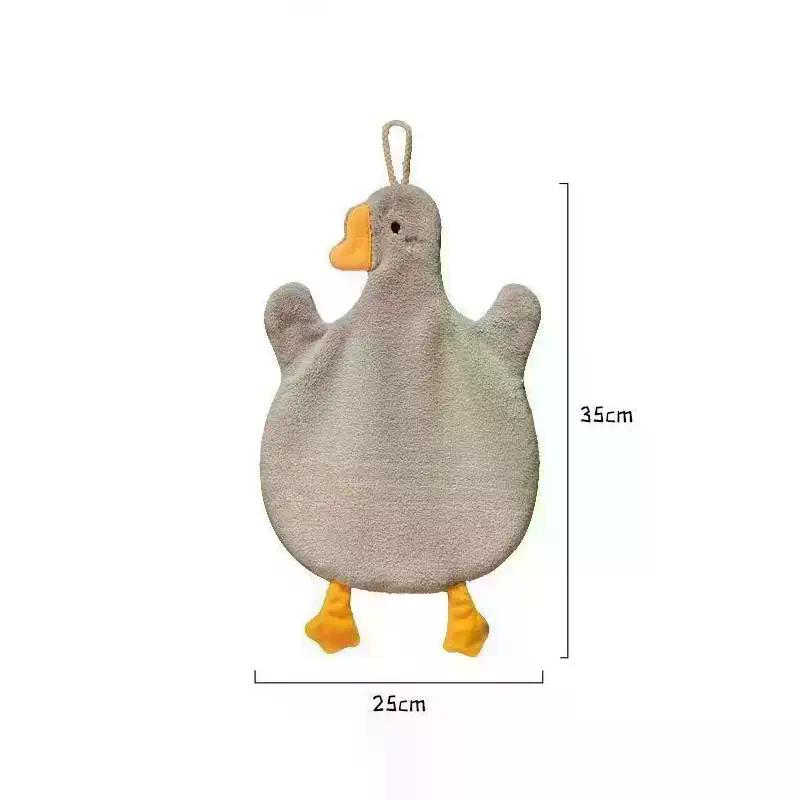 1PC Cartoon Goose Hand Kerchief Hanging Hand Towel Water Absorbing Hand Towel Kitchen And Bathroom Supplies