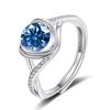Bague Ringen Anello di Fidanzamento da Donna con Pietra Mosang Love a Croce da Un Carato Oro Puro Argento 925 Gioielli da Matrimonio Misura Regolabile