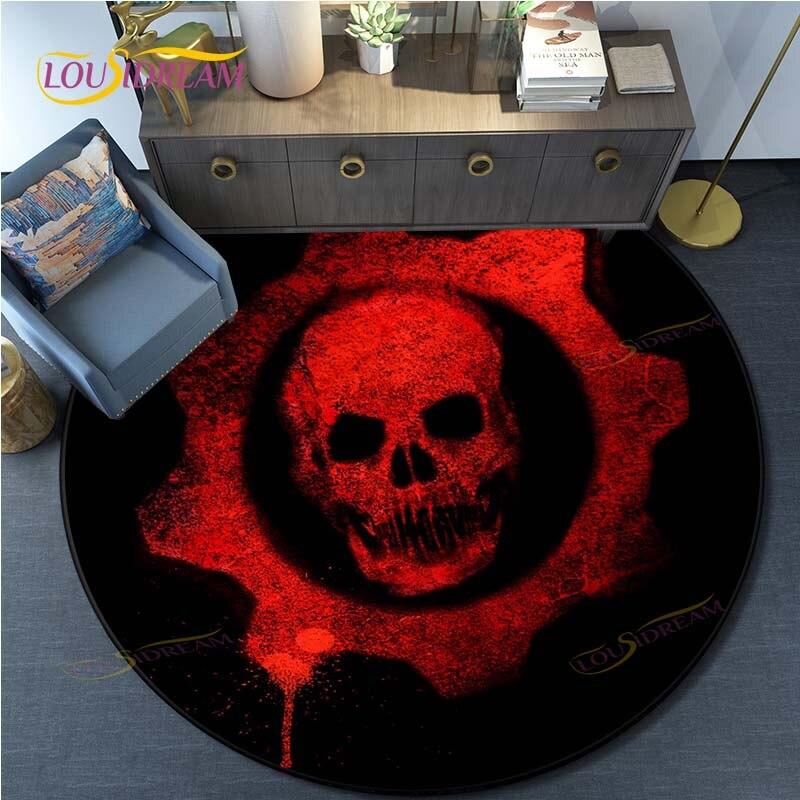 Skull 3D Print Waterproof and Non-slip Circle Cute Floor Rug Round Area Rugs Living Room Children Chair Tent Play Game Carpets