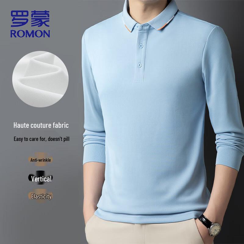 Romon Men's Classic Business Casual Long Sleeve Polo Shirt
