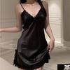 Alluring Lace Camisole Nightgown Pajamas with Chest Pads - Sexy V-Neck, Slit Style for Women