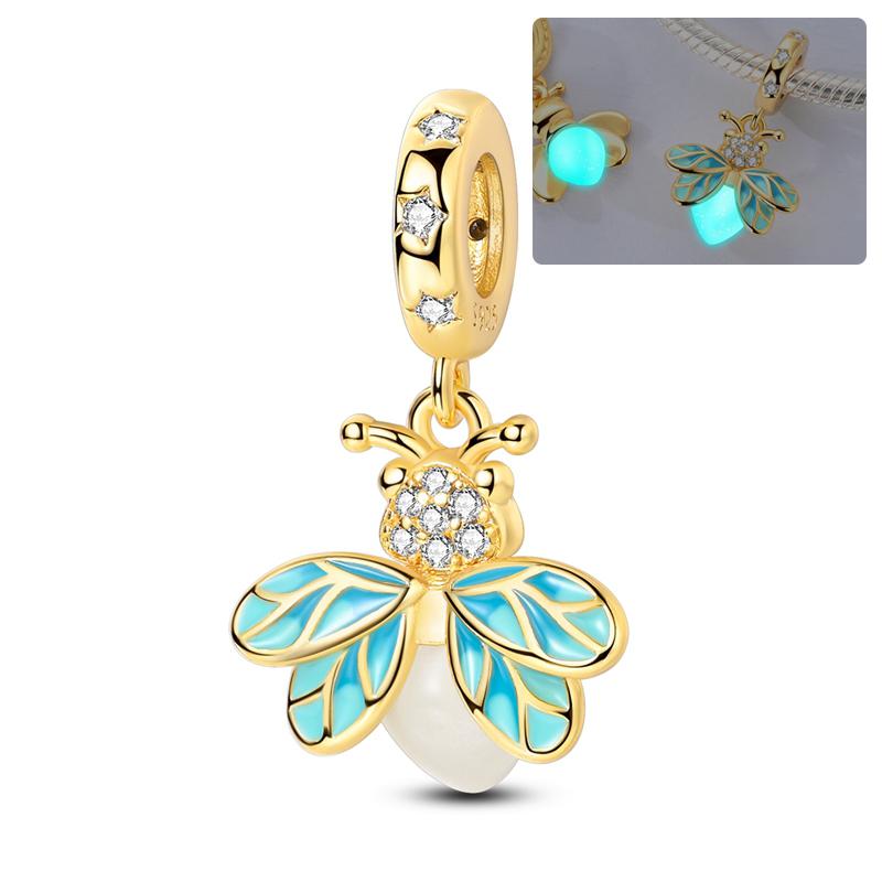 Luminous Copper Glowinthedark Firefly Charm Pendant Compatible With Authentic Charm Bead Charms Bracelets Bead for Women Diy Fine Jewellery