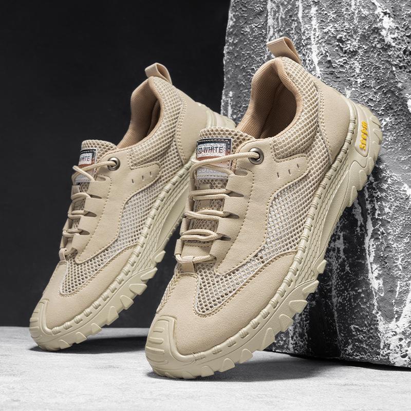 Men's shoes 2025 summer new men's outdoor hollow breathable mesh beach shoes lace-up soft sole comfortable casual shoes