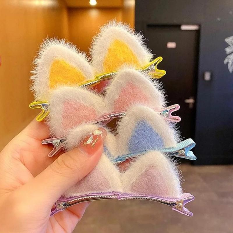 2 ks Dívčí roztomilé měkké plyšové kočičí uši Sponky do vlasů Krásné chlupaté uši Spona do vlasů Sweet Girl Hair Accessories