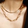 Fashion Geometric Versatile Punk Style Necklace for Women, Simple Double-layer Snake Bone Cross Chain Necklace