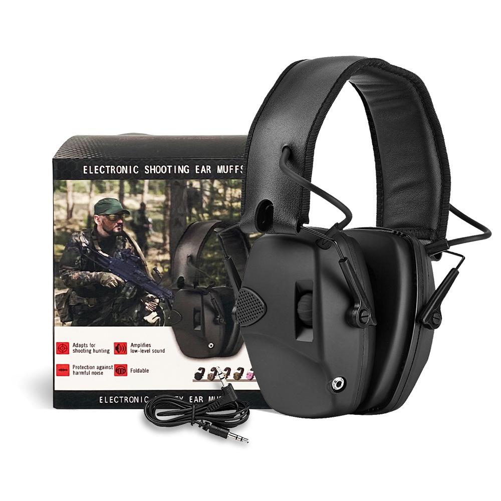 Tactical Ear Protection Shooting Electronic Hearing Protection Noise Reduce Earmuff for Shooting Ear Protection Headphones (Black,NRR 22dB) чёрный